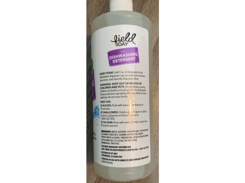 Field Day Gel Dishwashing Detergent, 32 fl oz/946 mL