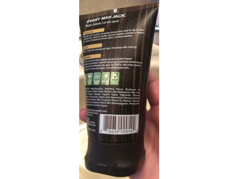 Every Man Jack Face Lotion, Sandalwood, 4.2 fl oz/125 mL