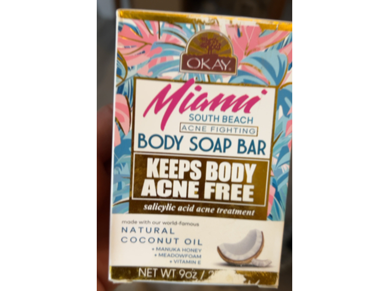 Okay Miami South Beach Body Soap Bar, Natural Coconut Oil, 9 oz/255 g