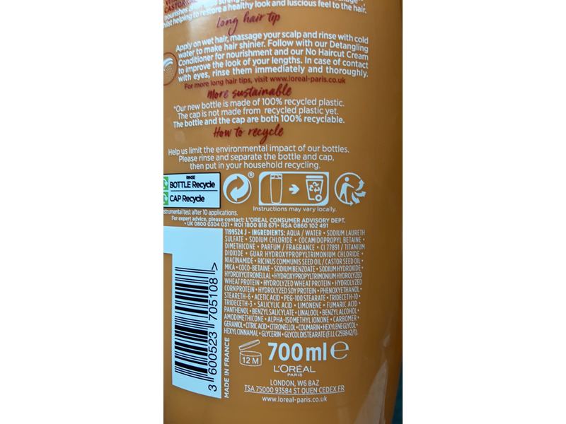 L'Oreal Paris Elvive Dream Lengths Restoring Shampoo, Long, Damaged Hair, 700 mL