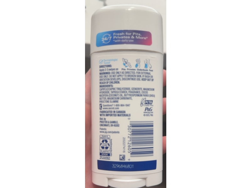 Secret Whole Body Deodorant, Peach & Vanilla Blossom, 2.4 oz/68 g