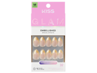 Kiss Glam Embellished Press-On Fake Nails, Medium Almond, Always Glowing, 32 Count - Image 2