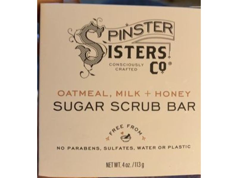 Spinster Sisters Co. Sugar Scrub Bar, Oatmeal Milk & Honey, 4 oz/113 g