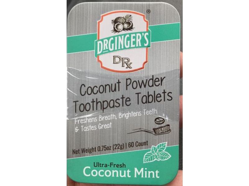 Dr Ginger's Coconut Powder Toothpaste Tablets, Coconut Mint, 0.75 oz/22 g, 60 Count