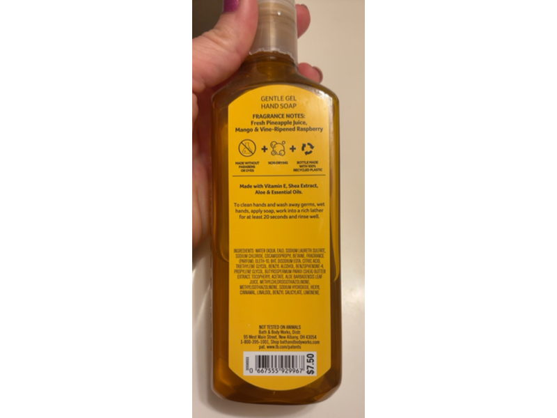Bath & Body Works Gentle Gel Hand Soap, Pineapple Mango, 8 fl oz/236 mL, Pack Of 2