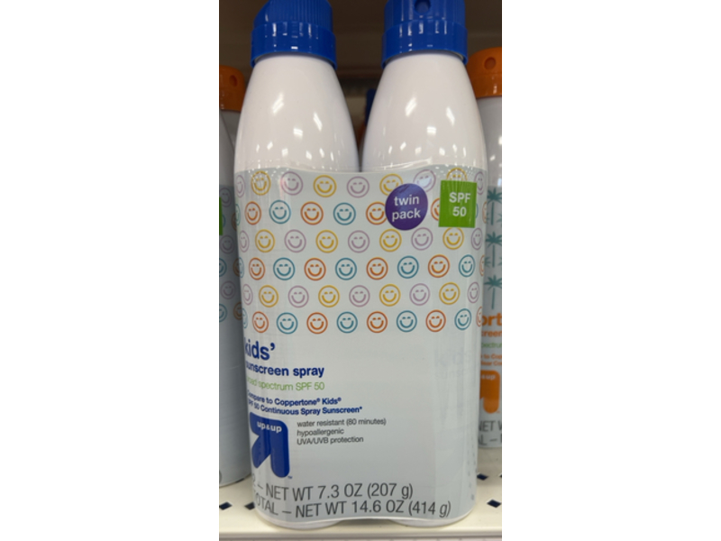 Up & Up Kids' Sunscreen Spray, SPF 50, 7.3 oz/207 g, Pack Of 2