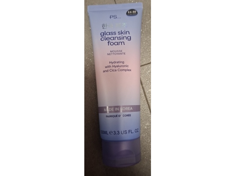 Ps... Glass Skin Cleansing Foam, Hyaluronic & Cica Complex, 3.3 fl oz/100 mL