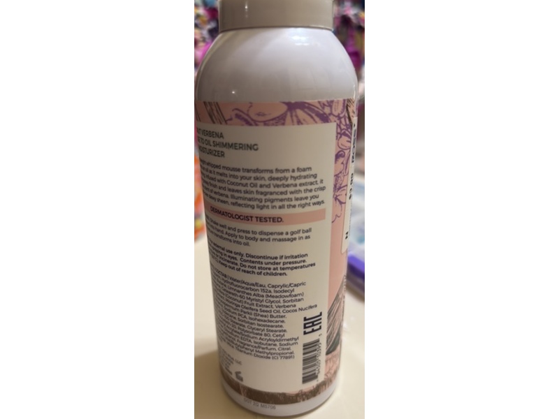 H2O+ Beauty Mousse To Oil Shimmering Body Moisturizer, Coconut Verbena, 5 oz/147 mL