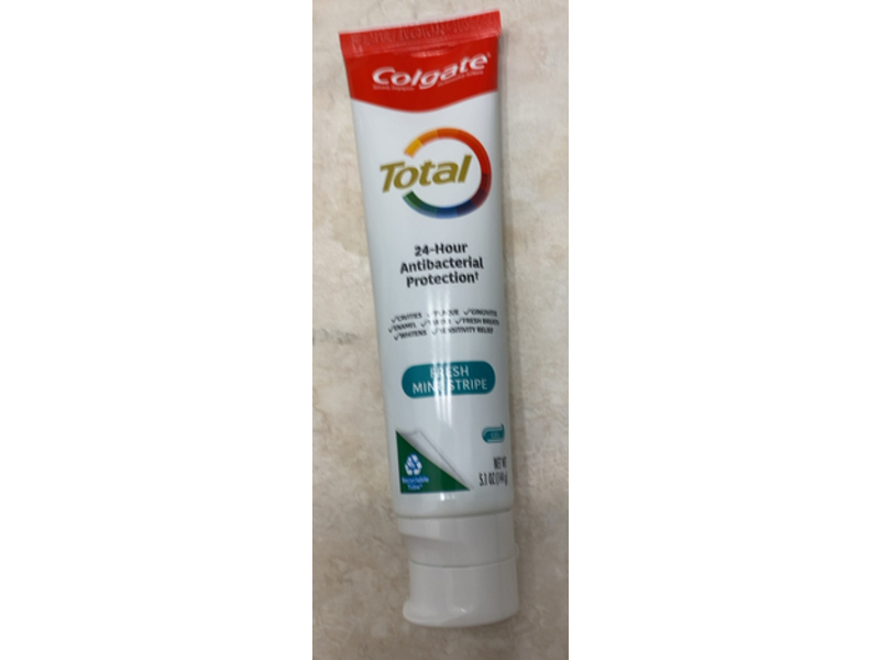 Colgate Total Antibacterial Protection Gel, Fresh Mint Stripe,5.1 oz/144 g