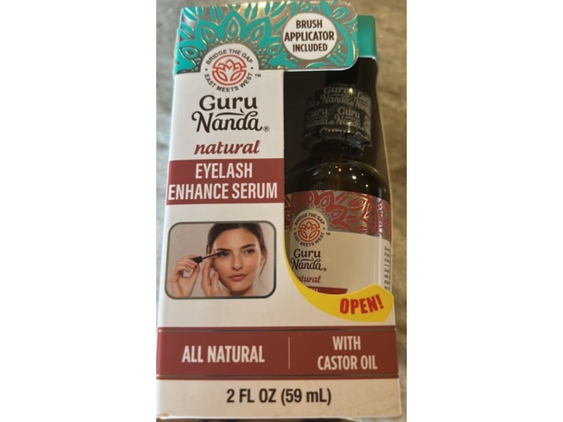 GuruNanda Natural Eyelash Enhance Serum, Castor Oil, 2 fl oz/59 mL