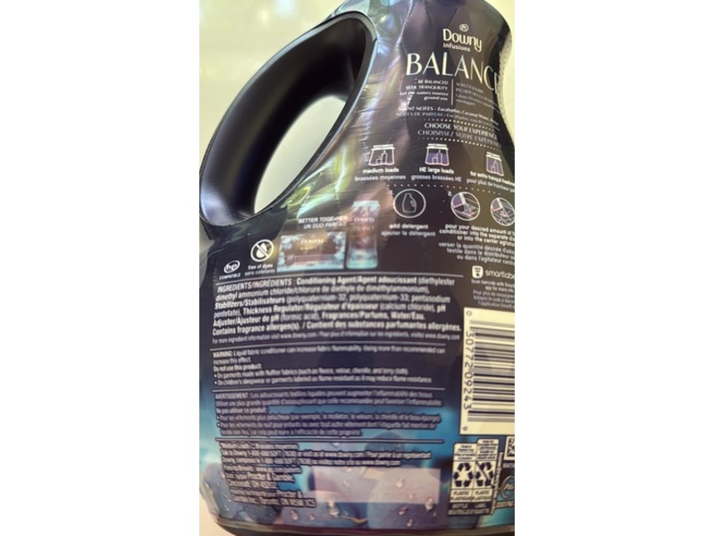 Downy Infusions Balance Fabric Conditioner, Crisp Rain & Blue Eucalyptus, 83 Loads, 56 fl oz/1.66 L