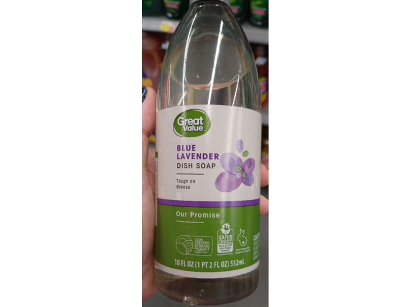 Great Value Dish Soap, Blue Lavender, 18 fl oz/532 mL
