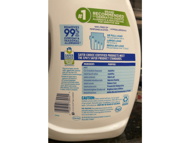 All Free Clear Detergent, The Original, 58 Loads, 88 fl oz/2.6 L