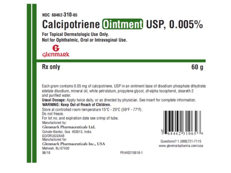 Calcipotriene Ointment USP, 0.005%, 60g, Glenmark (RX)