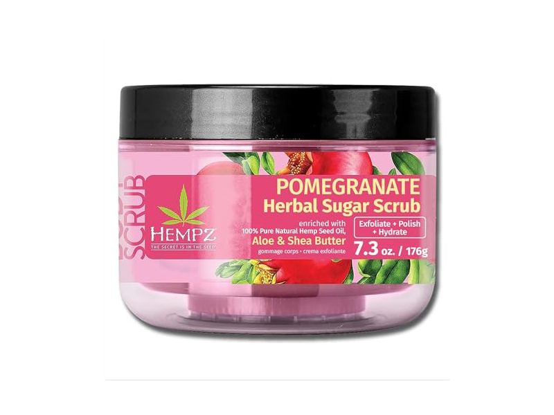 Hempz Pomegranate Herbal Sugar Scrub, Aloe & Shea Butter, 7.3 oz/176 g