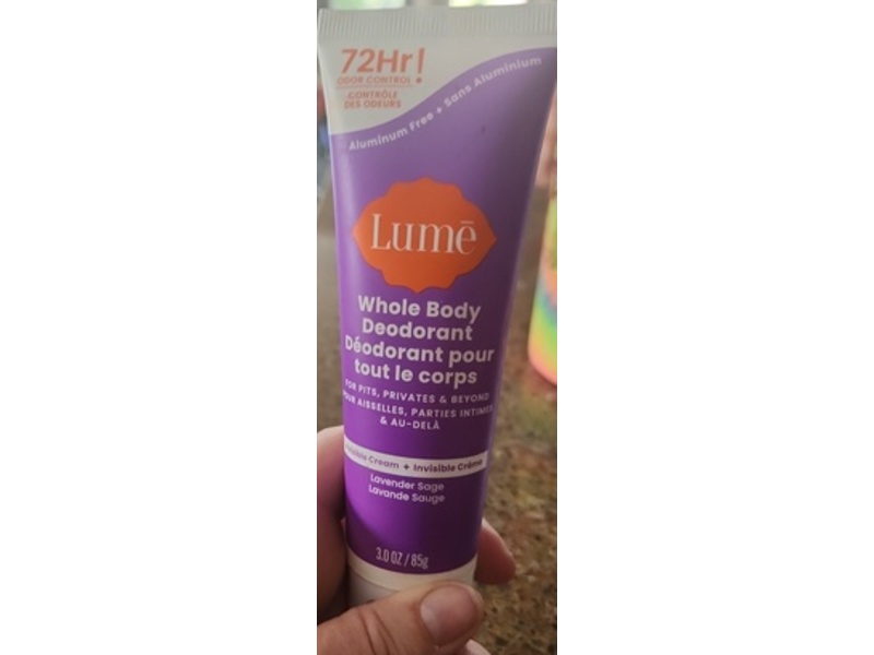 Lume Whole Body Deodorant Cream, Lavender Sage, 3 oz/85 g, Pack Of 2