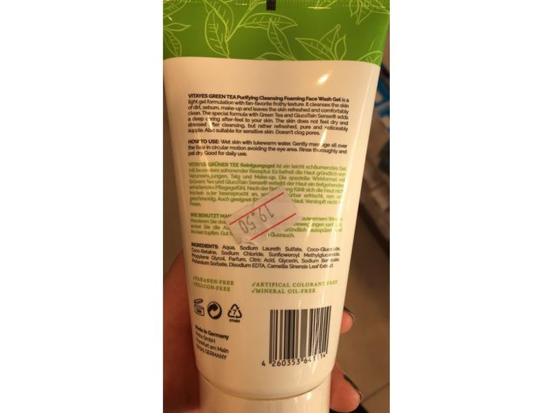 Vitayes Green Tea Cleansing Foaming Face Wash Gel, 5.28 fl oz/150 mL