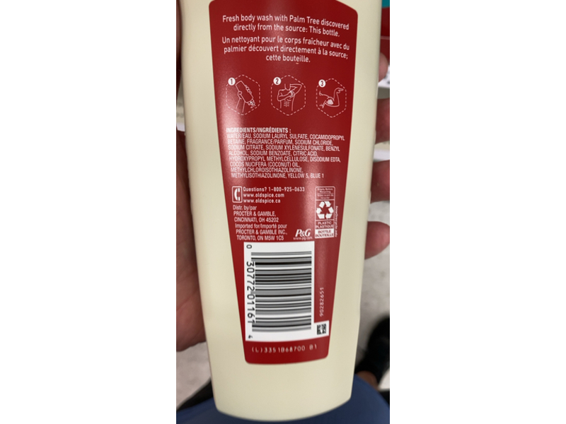 Old Spice Fiji Body Wash, Palm Tree, 18 fl oz/532 mL, Pack Of 4
