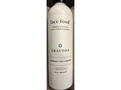 Graydon Skincare Face Food Hydrating Mineral Mist Refill, Magnesium + Zinc + Malachite, 8 fl oz/240 mL