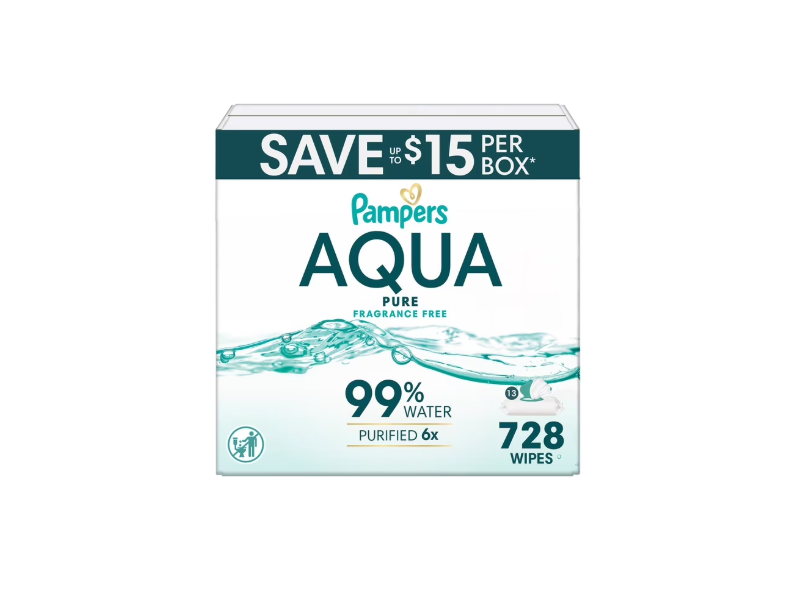 Pampers Aqua Pure Wipes, Fragrance Free, 728 Count