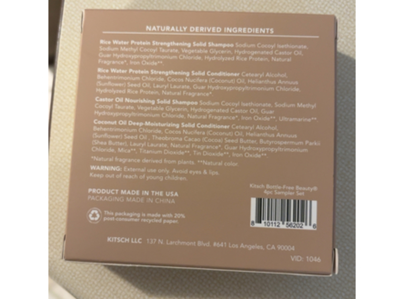 Kitsch Sampler Solid Shampoo & Conditioner Set, 2.2 oz/62 g, 4 Count