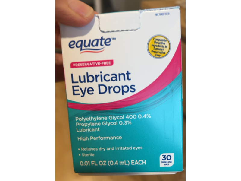 Equate Lubricant Eye Drops, 0.01 fl oz/04 mL