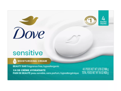Dove Sensitive Moisturizing Cream Beauty Bar, 3.75oz/106 g, 4 Pack