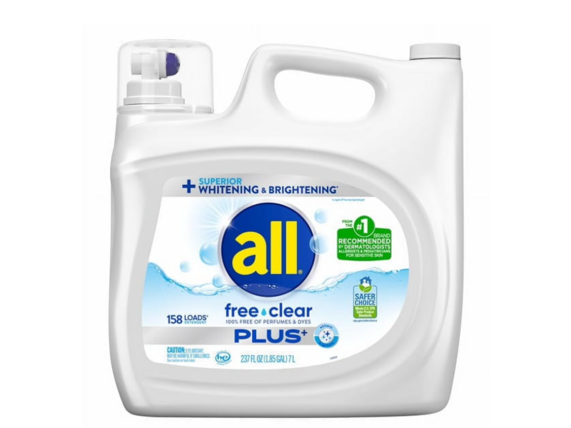 All Plus Laundry Detergent, Free Clear, 158 Loads, 237 fl oz/7 L