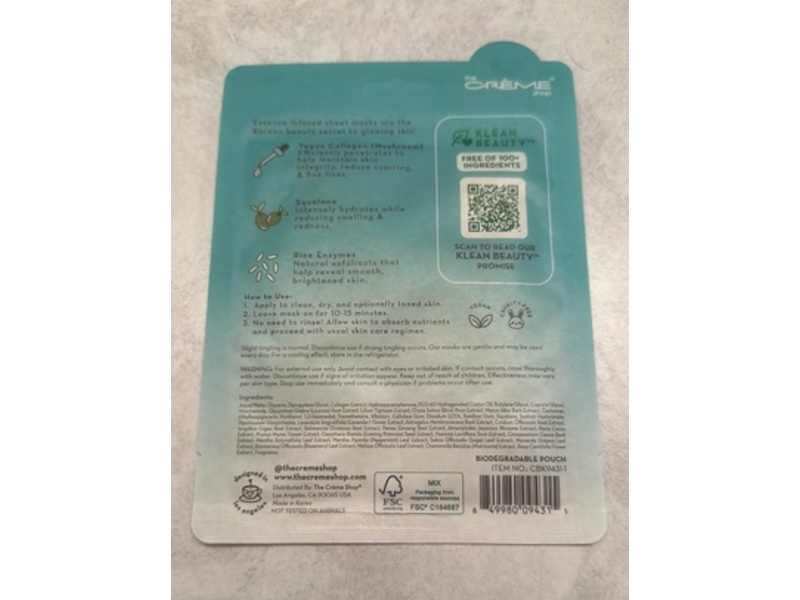 The Creme Shop Pro Youth Vegan Collagen Face Mask, 0.85 fl oz/25 mL