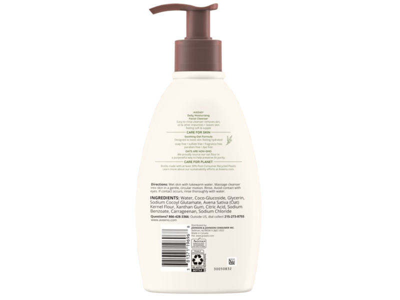 Aveeno Daily Moisturizing Facial Cleanser, Soothing Oat, Fragrance Free, 12 fl oz/354 mL