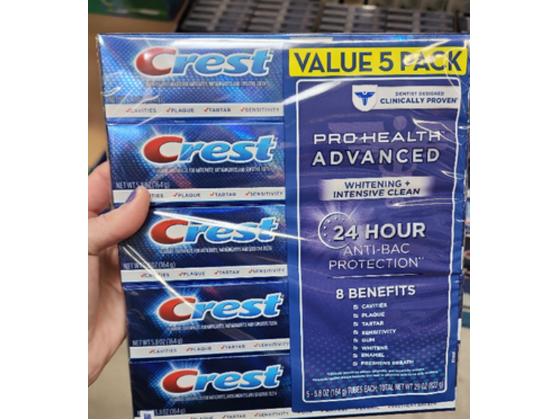 Crest Pro-Health Advanced Whitening + Intensive Clean Toothpaste, 5 Count
