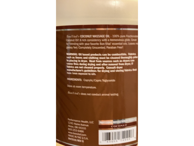 Bon Vital Massage Oil, Fractionated Coconut Oil, 3.78 L