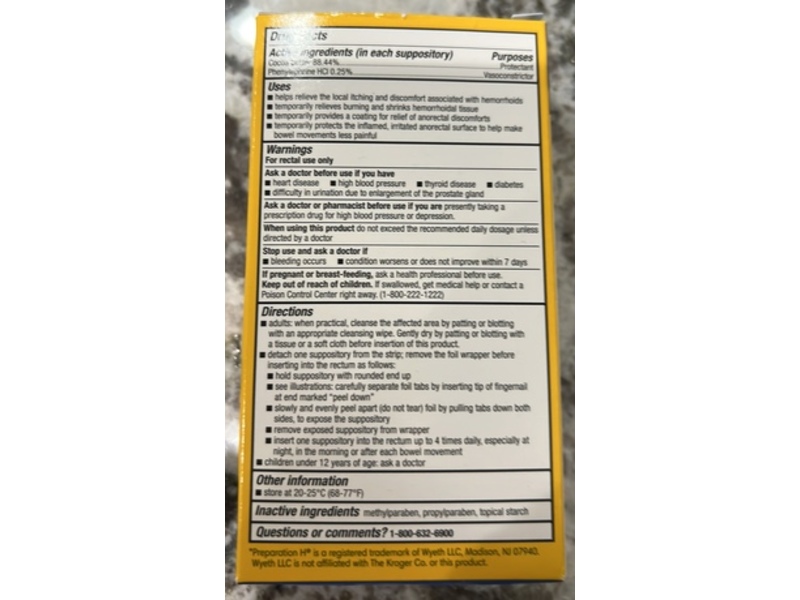 Kroger Hemorrhoidal Suppositories, 24 Count