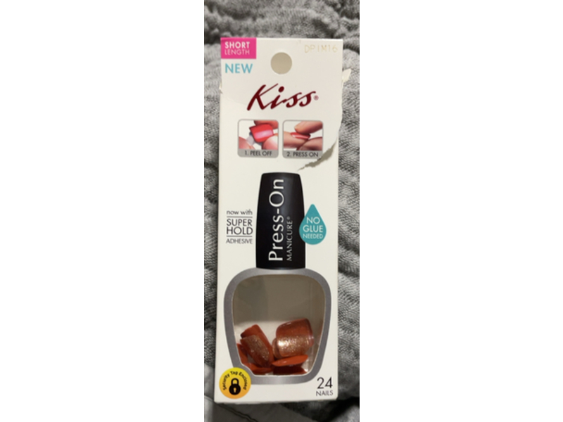 Kiss Press On Manicure, Matte Pink Red Flower