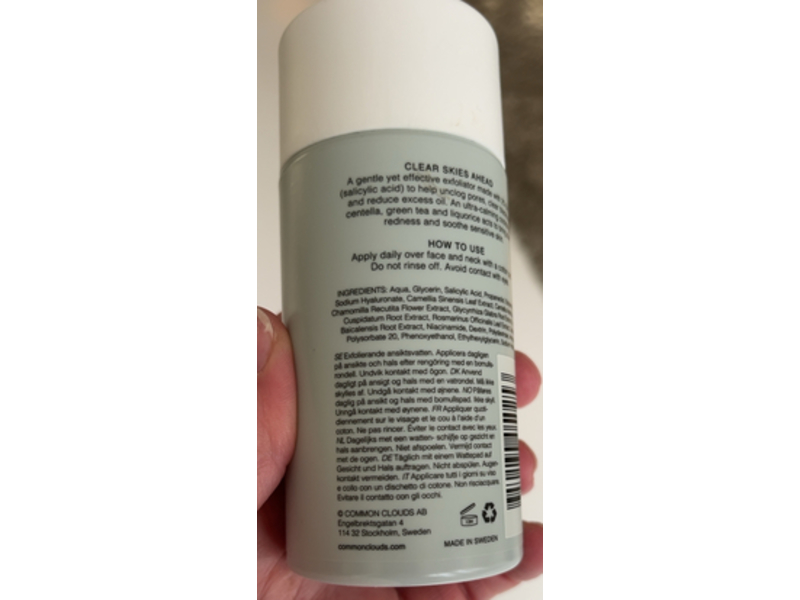 Common Clouds Water Gentle Exfoliating Bha Toner, 4.2 fl oz/125 mL