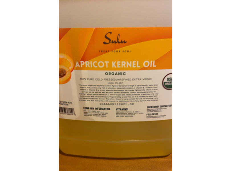 Sulu Organics Organic Apricot Kernel Oil, 128 fl oz