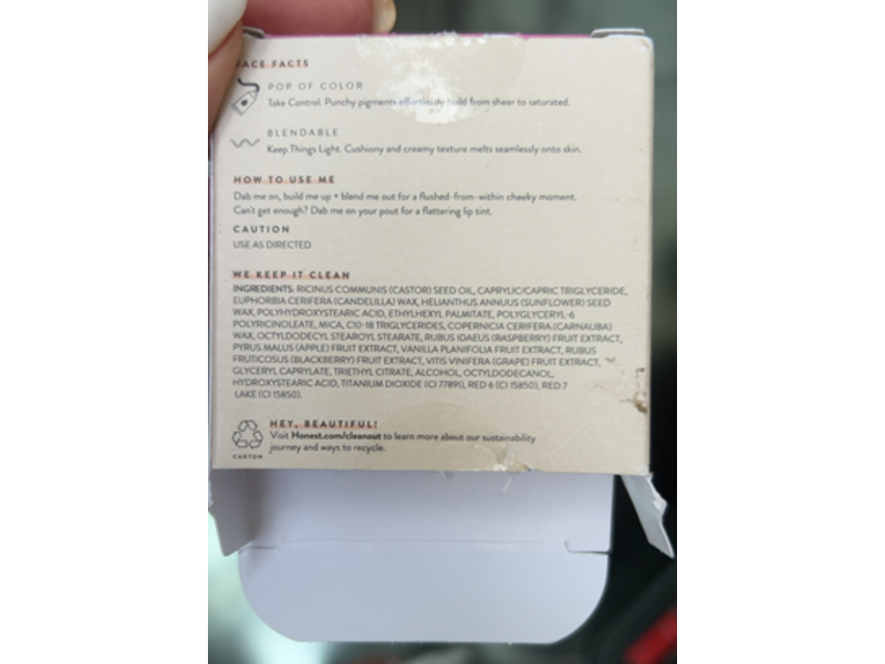 Honest Beauty 2-in-1 Creme Cheek Blush + Lip Color, Cotton Candy, .10 oz/3 g