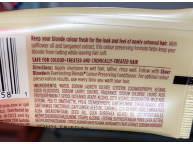 John Frieda Sheer Everlasting Blonde Color Preserving Shampoo, 1.5 fl oz/44 mL