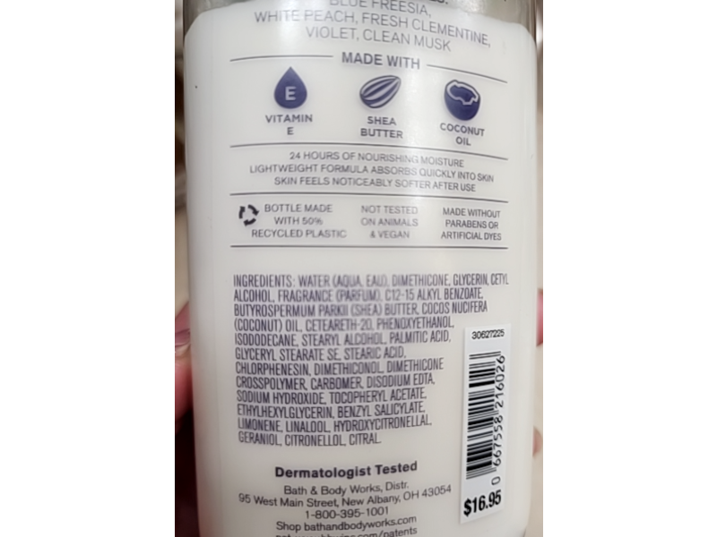 Bath & Body Works Gingham Body Lotion, Shea Butter & Coconut Oil, 8 fl oz/236 mL