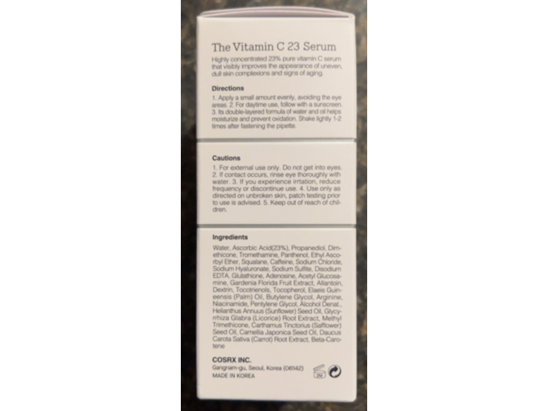 Cosrx The Vitamin C 23 Serum, Super Vitamin E + Hyaluronic Acid, 0.70 oz/20 g