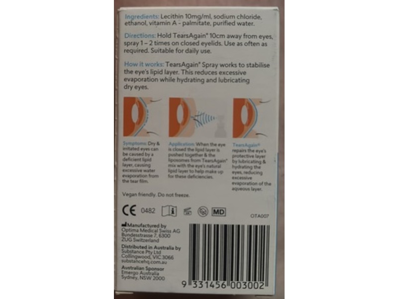 BioRevive Tears Again Dry Eye Relief Spray, 10 mL