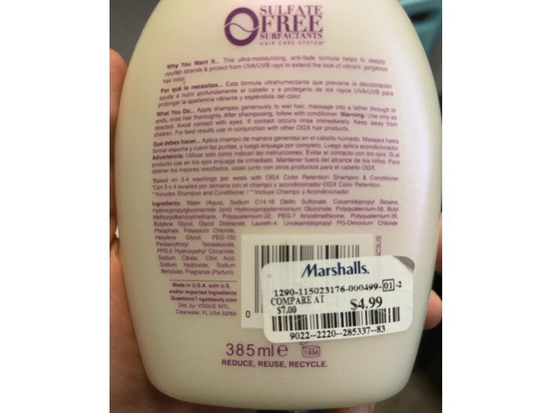 Ogx Vibrant Color Vibes Shampoo,13 fl oz/385 mL