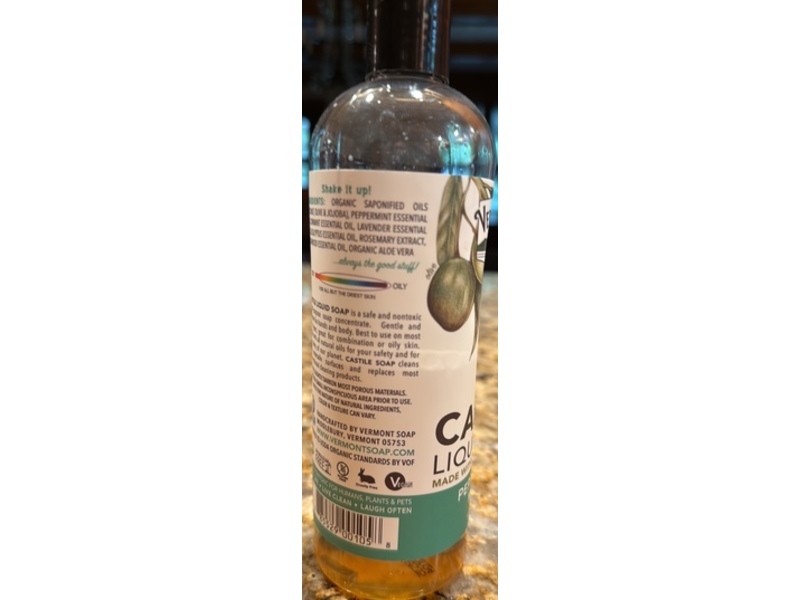 Vermont Soap Castile Liquid Soap, Peppermint Magic, 16 fl oz/473 mL