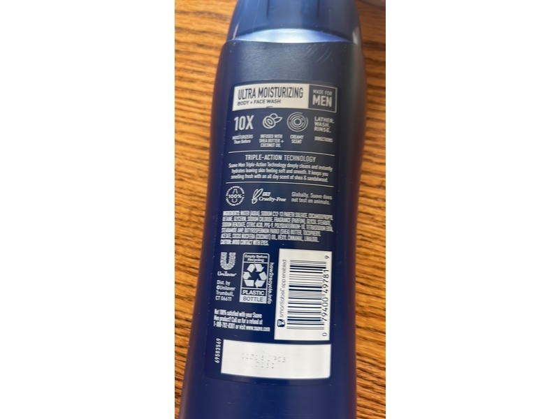 Suave Men Ultra Moisturizing Body + Face Wash, Shea & Sandalwood, 18 fl oz/532 mL