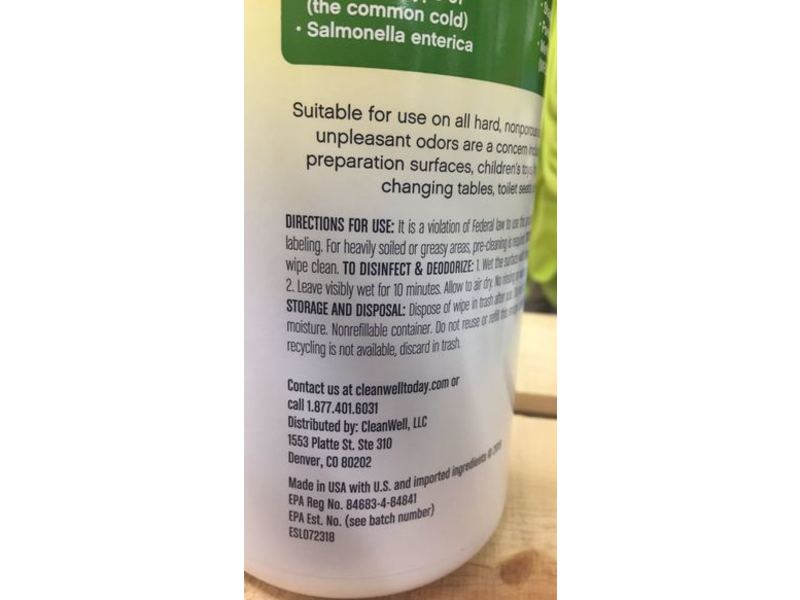 Cleanwell Botanical Disinfecting Wipes, Lemon Scent, 35 Counts