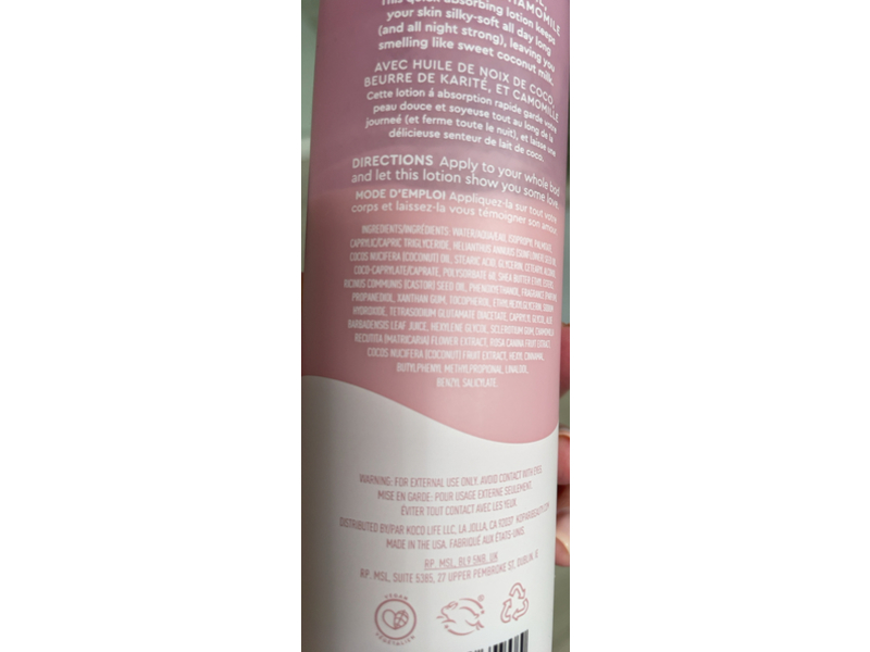 Kopari Coconut Hydrating Body Milk, Shea Butter & Chamomile, 8.84 fl oz/250 mL