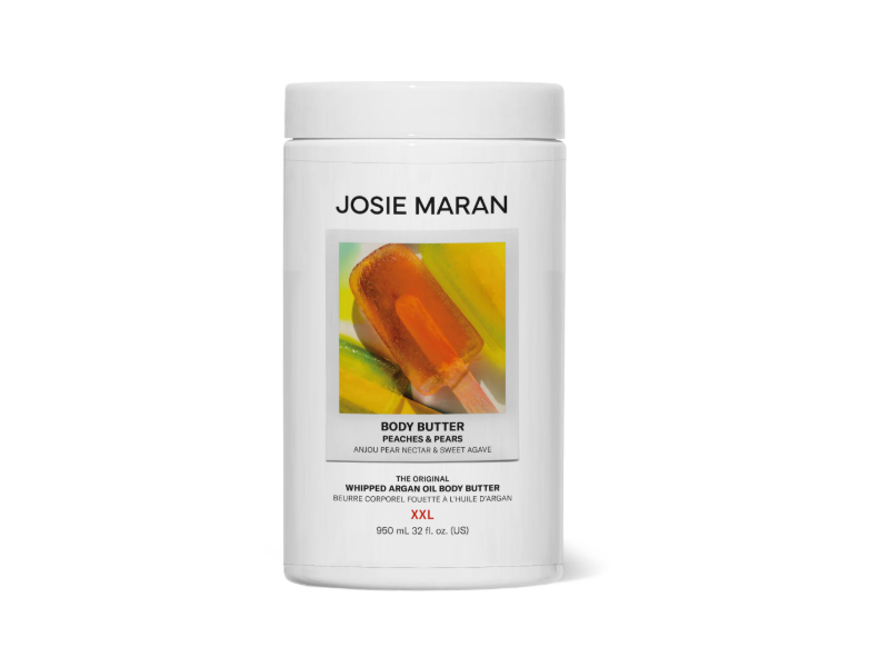 Josie Maran Whipped Argan Oil Body Butter, Peaches & Pears, 32 fl oz/950 mL