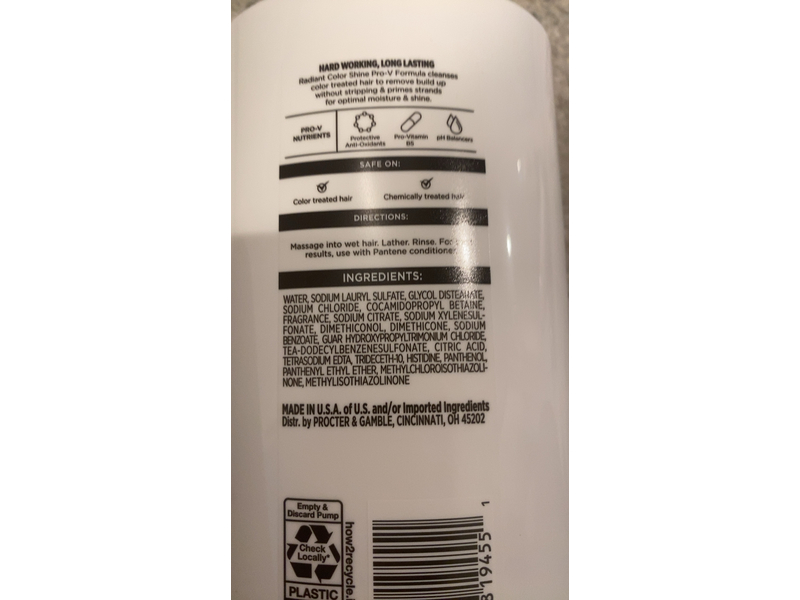 Pantene Pro-V Radiant Color Shine Shampoo, 23.6 fl oz/700 mL