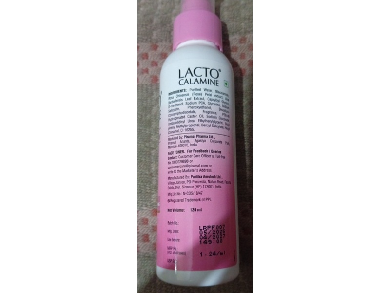 Lacto Calamine Face Toner, Rose, 120 mL