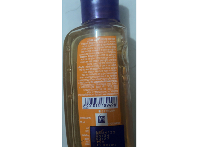 Clean & Clear Foaming Face Wash, 50 mL